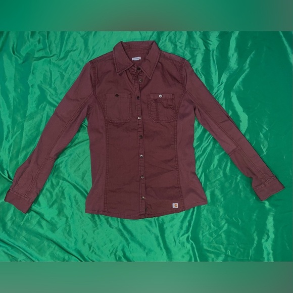 Carhartt Maroon Button Down Shirt size XS - Picture 1 of 10